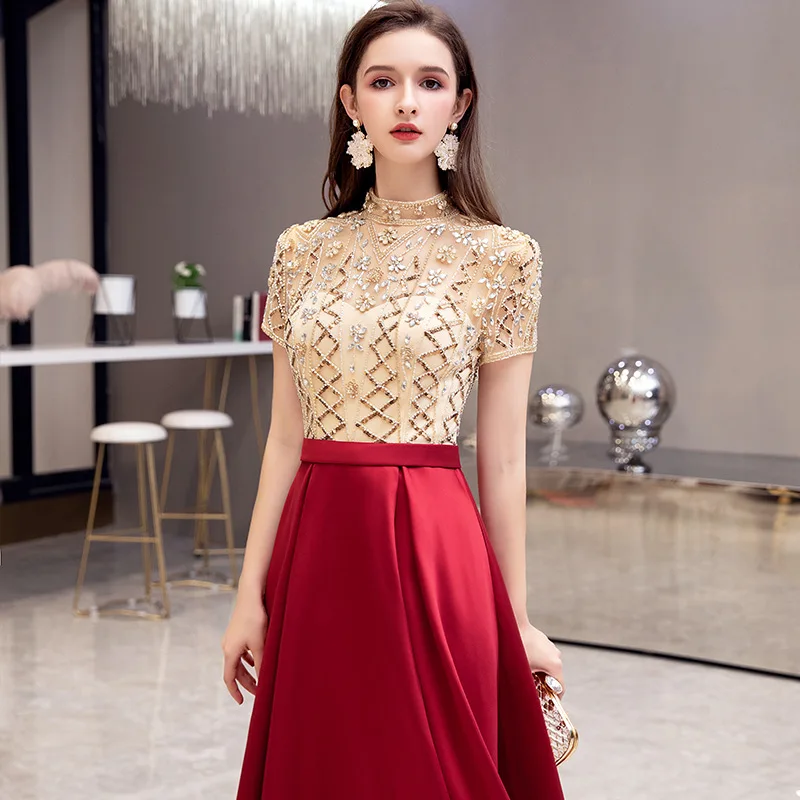 green emerald velvet dress Chic A-line Mermaid Sexy Long Prom Dresses Burgundy Gold African Prom Dress  CBD395 main image 1