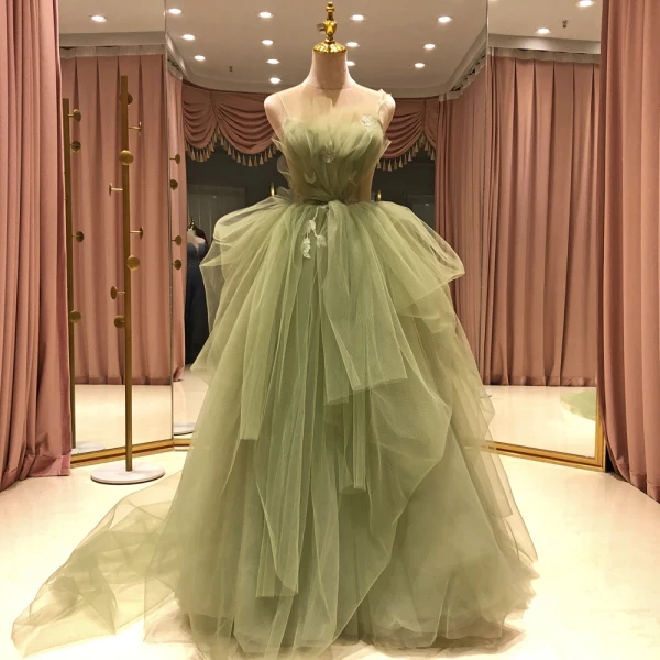 dress wedding green Crystals V-neck Lime Green Big Feathers Designer Prom Dress main image 0