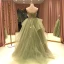 High-end Lime Green Prom Dresses 2021 Ball Gown Spaghetti Straps Sleeveless Appliques Lace Beading Sweep Train Ruffle Backless Formal Dresses