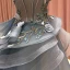 High End Grau Tanzen Ballkleider 2021 Ballkleid Bandeau Ärmellos Applikationen Spitze Perlenstickerei Sweep / Pinsel Zug Rüschen Rückenfreies Festliche Kleider