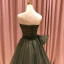 High-end Green Dancing Prom Dresses 2021 A-Line / Princess Strapless Sleeveless Appliques Lace Beading Glitter Tulle Floor-Length / Long Ruffle Backless Formal Dresses