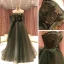 High-end Green Dancing Prom Dresses 2021 A-Line / Princess Strapless Sleeveless Appliques Lace Beading Glitter Tulle Floor-Length / Long Ruffle Backless Formal Dresses
