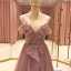 High End Rosa Durchsichtige Ballkleider 2021 A Linie Eckiger Ausschnitt Kurze Ärmel Perlenstickerei Sweep / Pinsel Zug Rüschen Festliche Kleider