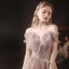 Elegant Pearl Pink Dancing Prom Dresses 2021 A-Line / Princess See-through Off-The-Shoulder Short Sleeve Beading Glitter Tulle Floor-Length / Long Ruffle Backless Formal Dresses
