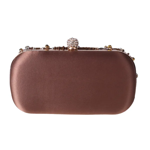 Mode Marron Faux Diamant Carrés Pochettes 2021