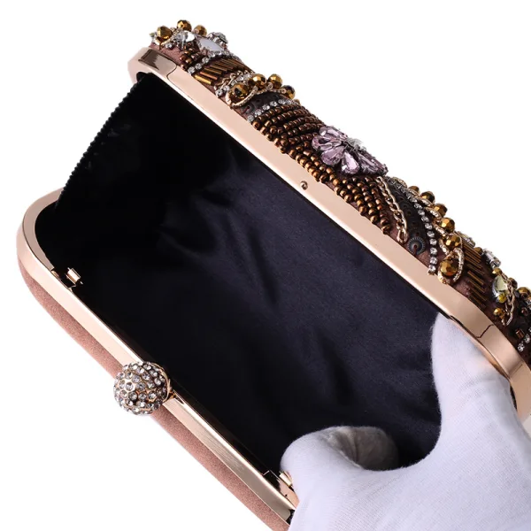 Mode Marron Faux Diamant Carrés Pochettes 2021