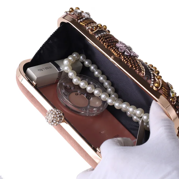 Mode Marron Faux Diamant Carrés Pochettes 2021