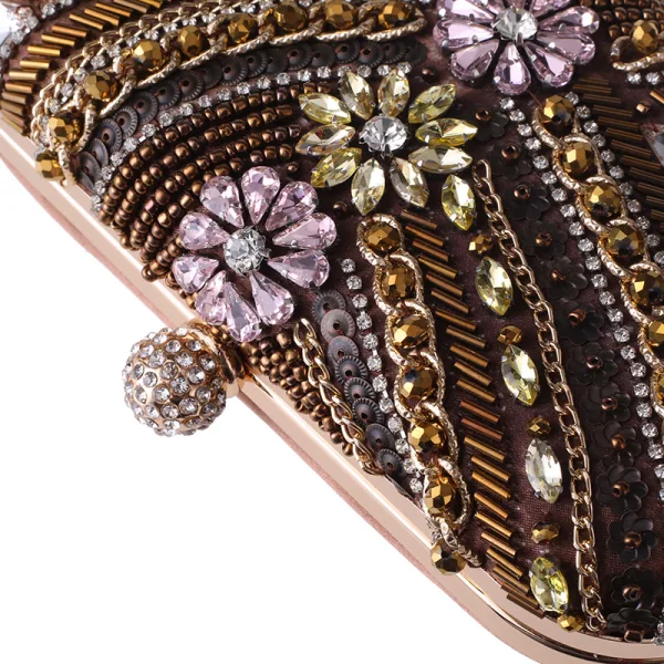 Mode Marron Faux Diamant Carrés Pochettes 2021