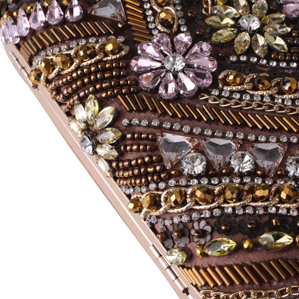 Mode Marron Faux Diamant Carrés Pochettes 2021