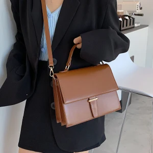 Fashion Brown Square Handbag Messenger Bag 2021 Pu Casual Women S Bags