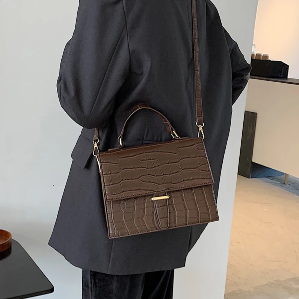 Fashion Brown Square Handbag Messenger Bag 2021 PU Casual Women's Bags
