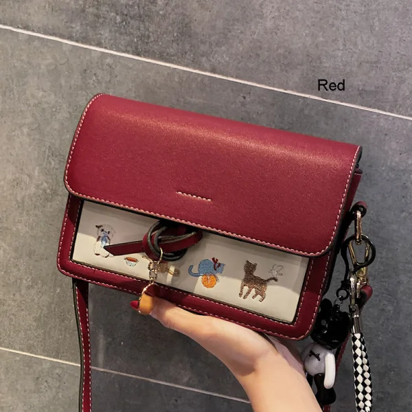 Lovely Black Cartoon Square Messenger Bag 2021 PU Women's Bags