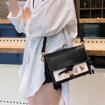 Lovely Black Cartoon Square Messenger Bag 2021 Pu Women S Bags