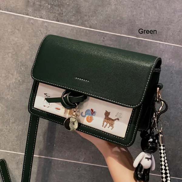 Lovely Black Cartoon Square Messenger Bag 2021 PU Women's Bags