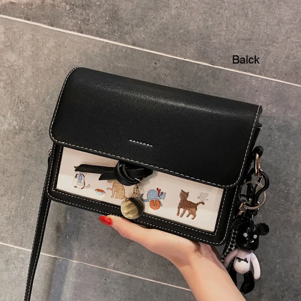 Lovely Black Cartoon Square Messenger Bag 2021 PU Women's Bags