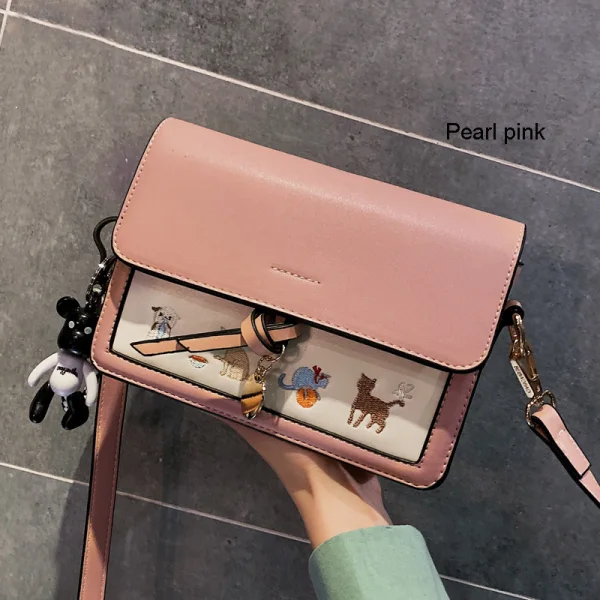 Lovely Black Cartoon Square Messenger Bag 2021 PU Women's Bags