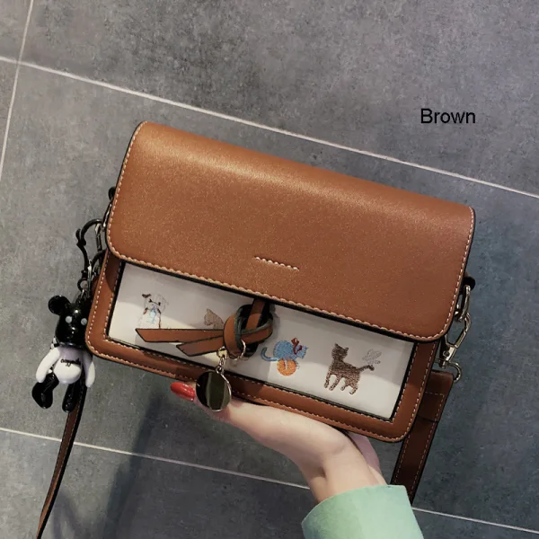 Lovely Black Cartoon Square Messenger Bag 2021 PU Women's Bags