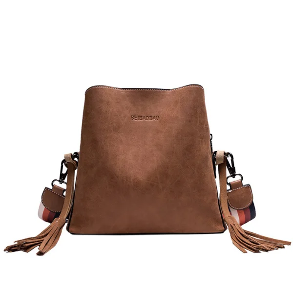 Fashion Brown Suede Square Messenger Bag 2021 Tassel Casual Women's Bags
