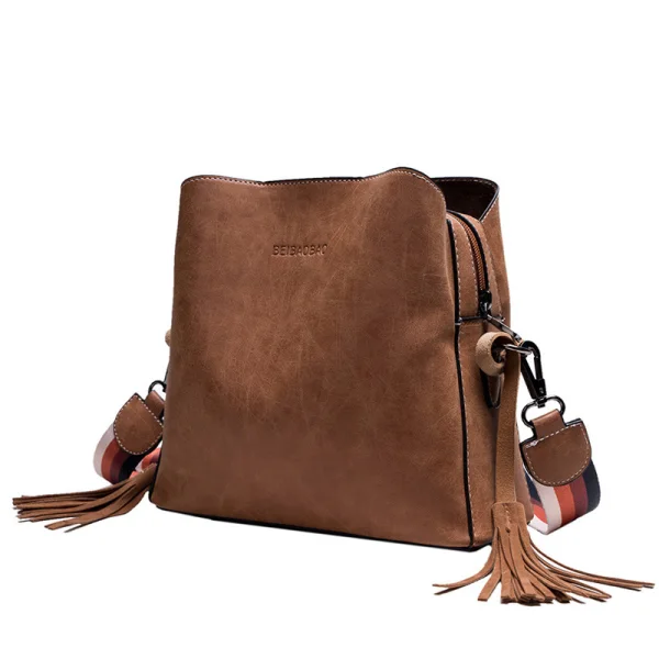 Fashion Brown Suede Square Messenger Bag 2021 Tassel Casual Women's Bags