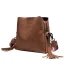 Fashion Brown Suede Square Messenger Bag 2021 Tassel Casual Women's Bags