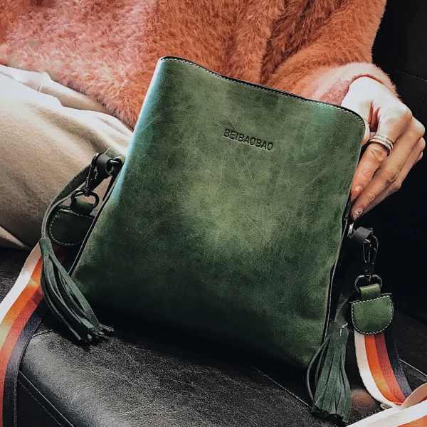 Fashion Brown Suede Square Messenger Bag 2021 Tassel Casual Women's Bags