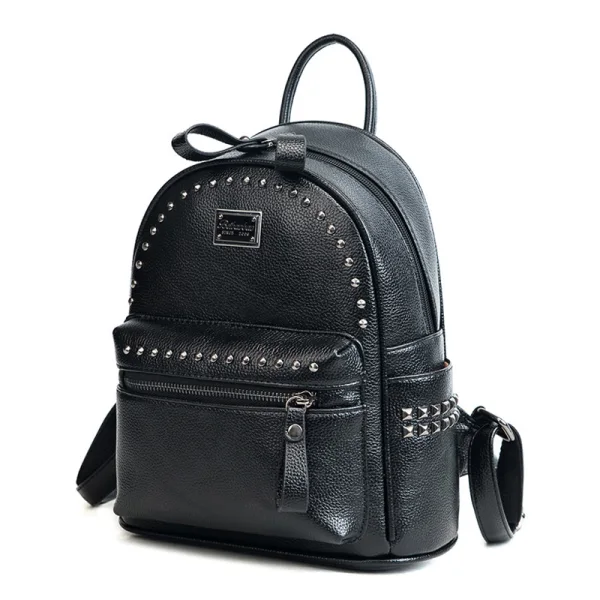 Mode Noire Sacs à dos 2021 PU Rivet Sacs Pour Femmes