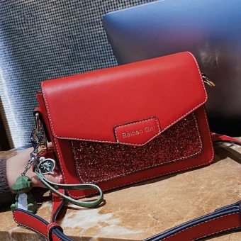 Chic Beautiful Red Square Messenger Bag 2021 Glitter Women S Bags
