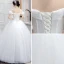 Affordable Ivory Corset Wedding Dresses 2019 Ball Gown Off-The-Shoulder Short Sleeve Backless Floor-Length / Long Ruffle
