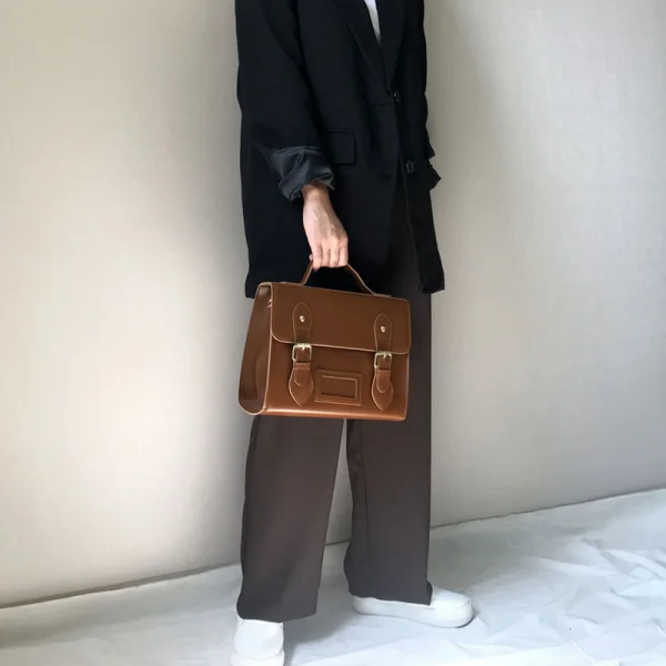 Vintage / Retro Brown Square Satchel Messenger Bag 2021 PU Women's Bags