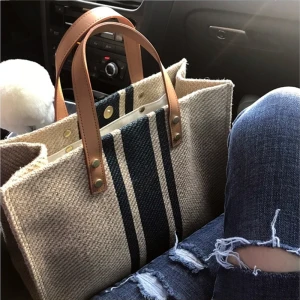 Simple Noire Bande Carrés Toile Sacs À Bandoulière Sac À Main 2021 Sacs Pour Femmes