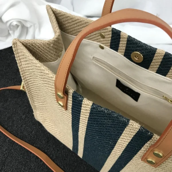 Modest / Simple Black Stripe Square Canvas Shoulder Bags Handbag 2021 Women's Bags