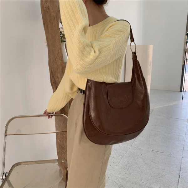 Minimaliste Marron Sacs à bandoulière 2021 PU Désinvolte Sacs Pour Femmes