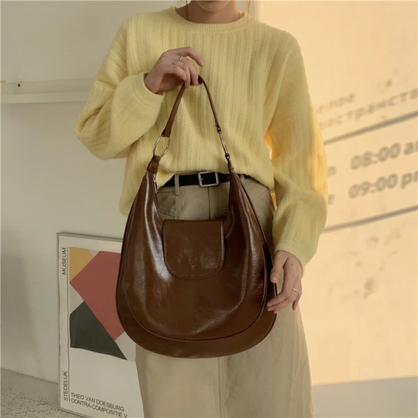 Minimaliste Marron Sacs à bandoulière 2021 PU Désinvolte Sacs Pour Femmes