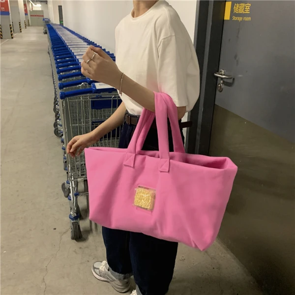 Modest / Simple Candy Pink Suede Shopping Bag Shoulder Bags 2021 Casual Women's Bags