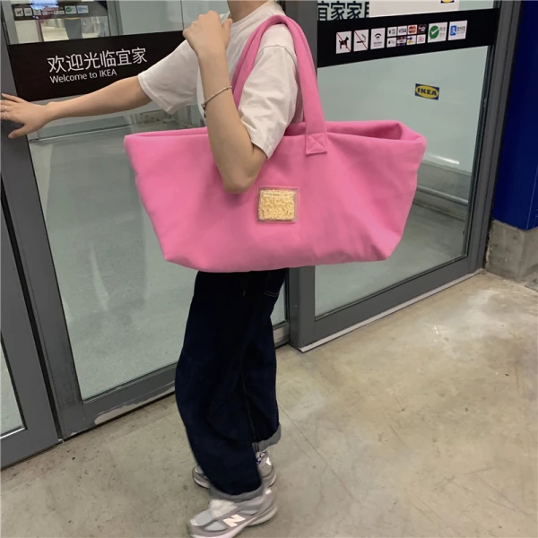 Modest / Simple Candy Pink Suede Shopping Bag Shoulder Bags 2021 Casual Women's Bags