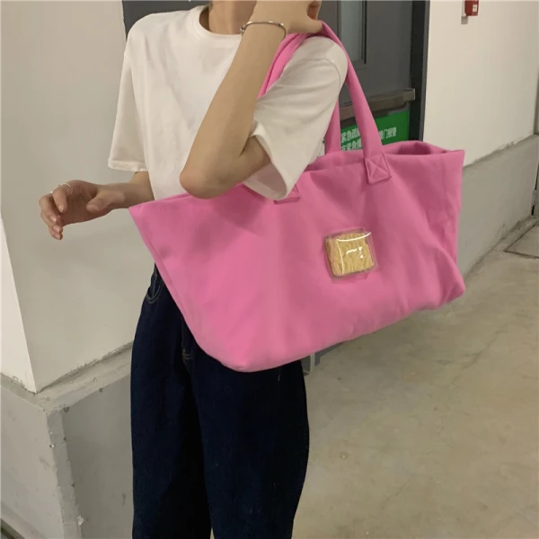 Modest / Simple Candy Pink Suede Shopping Bag Shoulder Bags 2021 Casual Women's Bags