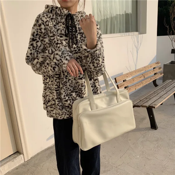 Modest / Simple White Square Shoulder Bags 2021 PU Casual Women's Bags