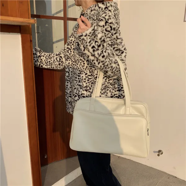 Modest / Simple White Square Shoulder Bags 2021 PU Casual Women's Bags