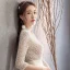 Style Chinois Ivoire Robe De Mariée 2019 Princesse V-Cou 3/4 Manches Fait main Perlage Glitter Tulle Cathedral Train Volants