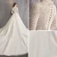 Style Chinois Ivoire Robe De Mariée 2019 Princesse V-Cou 3/4 Manches Fait main Perlage Glitter Tulle Cathedral Train Volants