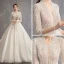 Style Chinois Ivoire Robe De Mariée 2019 Princesse V-Cou 3/4 Manches Fait main Perlage Glitter Tulle Cathedral Train Volants