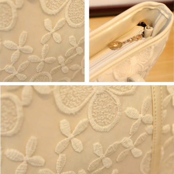 Mode Beige Carrés Sacs à bandoulière 2021 PU Dentelle Fleur Désinvolte Sacs Pour Femmes