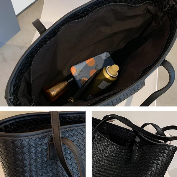 Schlicht Braun Quadratische Flechten Einkaufstasche Schultertaschen 2021 PU Freizeit Damentaschen