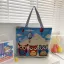 Lovely Sky Blue Canvas Cartoon Printing Square Shopping Bag Shoulder Bags 2021 Casual Women's Bags