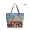 Lovely Sky Blue Canvas Cartoon Printing Square Shopping Bag Shoulder Bags 2021 Casual Women's Bags