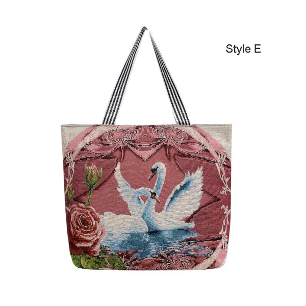 Lovely Sky Blue Canvas Cartoon Printing Square Shopping Bag Shoulder Bags 2021 Casual Women's Bags