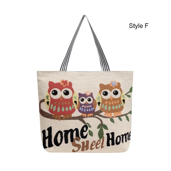 Lovely Sky Blue Canvas Cartoon Printing Square Shopping Bag Shoulder Bags 2021 Casual Women's Bags