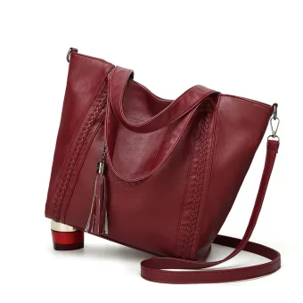 Fashion Burgundy Square Braid Shoulder Bags 2021 Pu Tassel Women S Bags