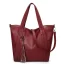 Fashion Burgundy Square Braid Shoulder Bags 2021 PU Tassel Women's Bags