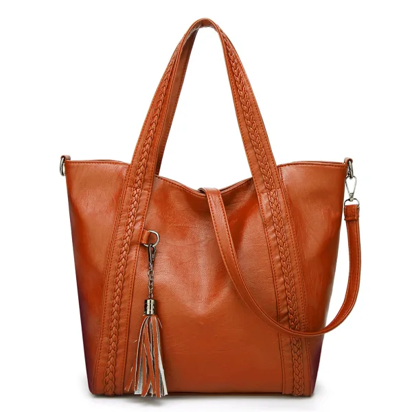 Fashion Burgundy Square Braid Shoulder Bags 2021 PU Tassel Women's Bags